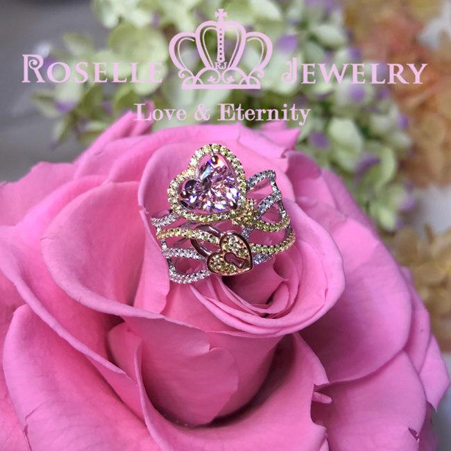 Heart Shaped Two Color Fashion Ring - BA15 - Roselle Jewelry